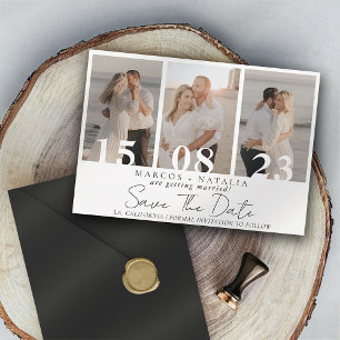 Elegante Fotocollage Save the Date Hochzeit Einladung