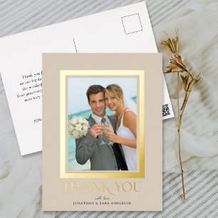 Elegante Fotografie-Hochzeit Danke Gold Folie Einladungspostkarte