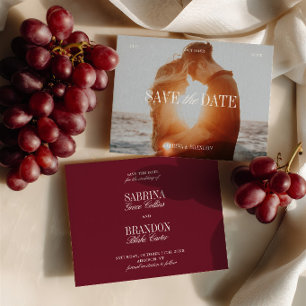 Elegante Fotokarte Burgund Save-the-Date-Karte Save The Date