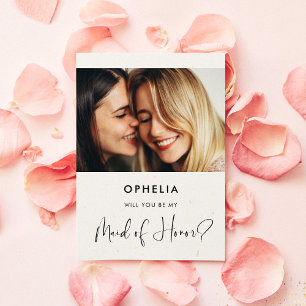 Elegante Fotokarte für moderne Trauzeugin Einladung