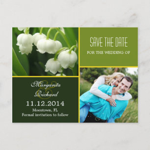 elegante Fotopostkarten des Grüns Save the Date Ankündigungspostkarte