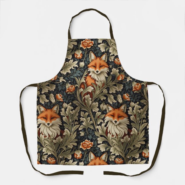 Elegante Foxes William Morris Inspiriert Muster Schürze (Vorderseite)