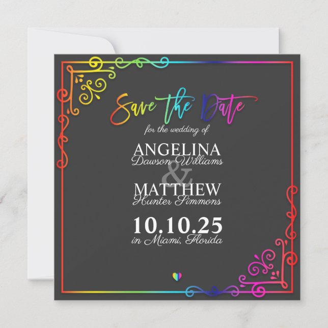 Elegante Frame-farbige Save the Date-Karte Date (Vorderseite)
