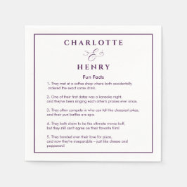 Elegante Frame Fun Fakten Lila & White Wedding Serviette