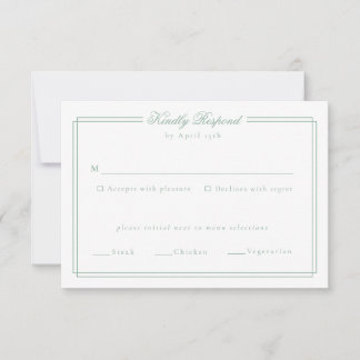 Elegante Frame Monogram Wedding Response Card RSVP Karte