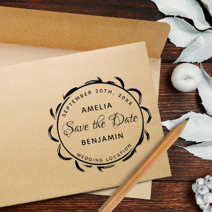 Elegante Frame Typografy Wedding Save the Date Gummistempel