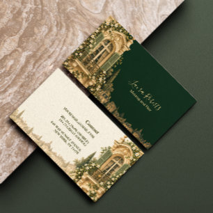 Elegante französische Architektur Waldgrün Visitenkarte