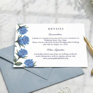 Elegante Französische Blaue Rose Aquarell Hochzeit Begleitkarte