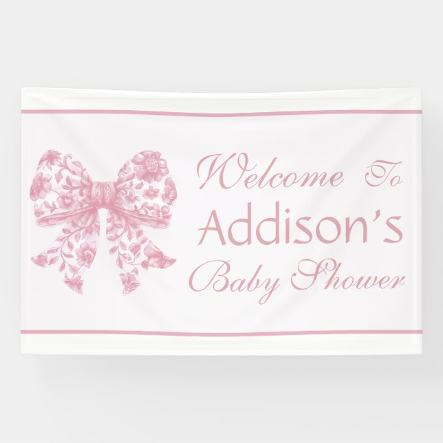 Elegante französische Coquette Pink Babydusche Banner (Horizontal)
