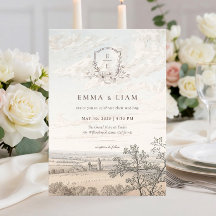 Elegante französische Country-Toile-Monogramm-Hoch