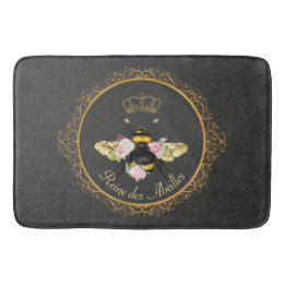 Elegante französische Königin Bee Pink Roses Gray  Badematte