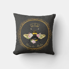 Elegante französische Königin Bee Pink Roses Gray  Kissen