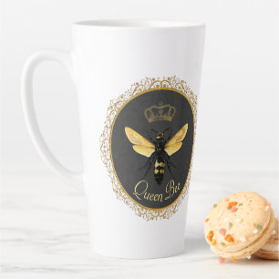 Elegante französische Königin-Biene Grau Gold Gelb Milchtasse