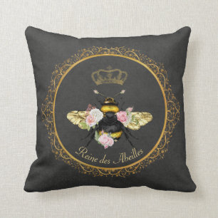 Elegante französische Königin Biene Rosa Rosen Gra Kissen