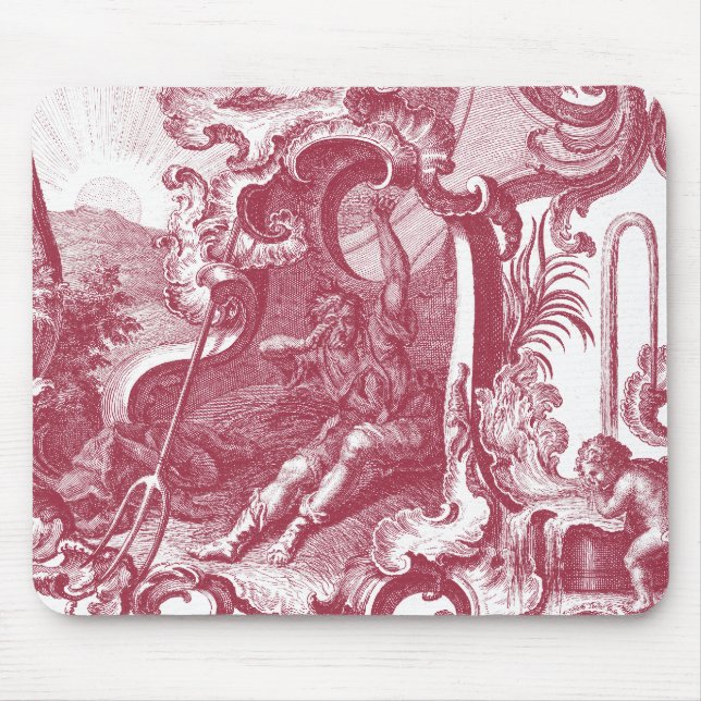 Elegante französische Land-Antike Red Toile de Mousepad (Vorne)