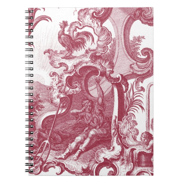 Elegante französische Land-Antike Red Toile de Notizblock (Vorderseite)