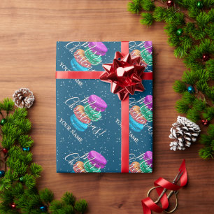 Elegante französische Macaron-Kekse Weihnachten Geschenkpapier