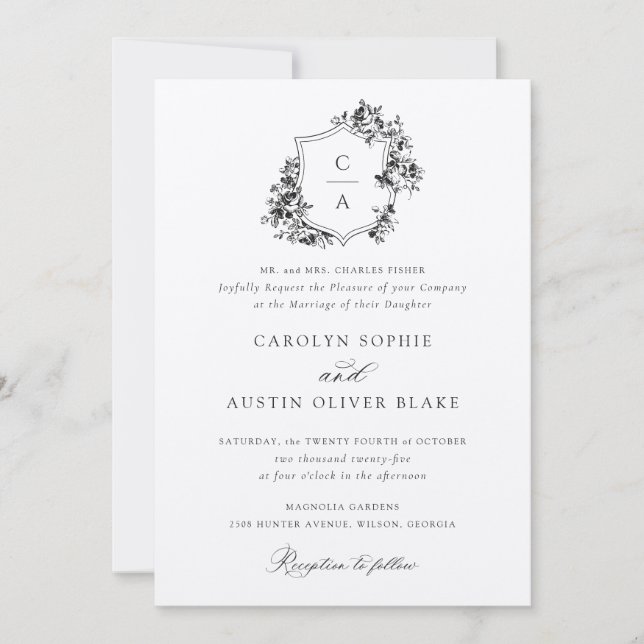 Elegante Französische Rose Blumenhochzeit Vintages Einladung (Vorderseite)