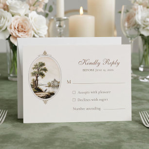 Elegante französische Schloss-Hochzeitsantwortkart RSVP Karte