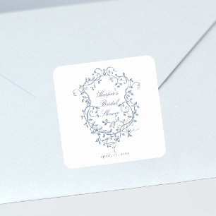 Elegante französische viktorianische blaue Brautpa Quadratischer Aufkleber