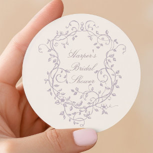 Elegante französische viktorianische Lavendel-Brau Runder Aufkleber