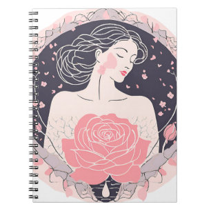 Elegante Frau abstrakt friedliches rosa Notizbuch Notizblock