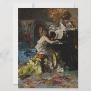 Elegante Frau beim Klavierspielen (Giovanni Boldin Karte