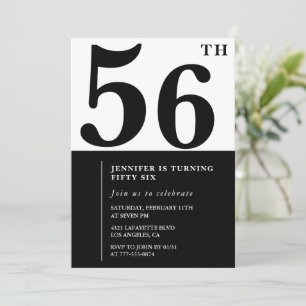 Elegante Frau Einladung zum 56. Geburtstag Schwarz