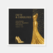 Elegante Frau Fabelhaftes Goldenes Kleid 50. Gebur