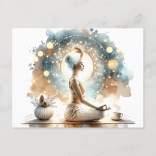 Elegante Frau in der Yoga-Pose Postkarte