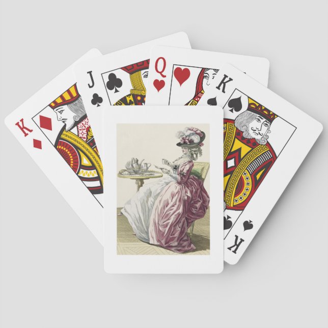 Elegante Frau in einem Kleid 'a l'Anglaise' Drink  Spielkarten (Rückseite)