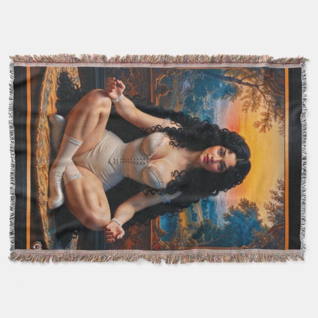 Elegante Frau in meditativer Harmonie von Xzendor7 Decke (Vorderseite)