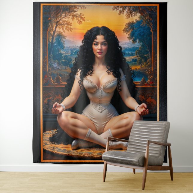 Elegante Frau in meditativer Harmonie von Xzendor7 Wandteppich (Beispiel)