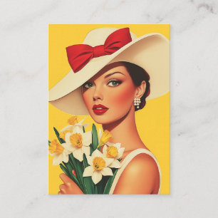 Elegante Frau mit Daffodien Visitenkarte