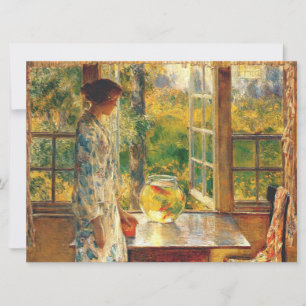 Elegante Frau mit Goldfish Bowl (Childe Hassam)