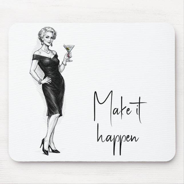 Elegante Frau mit Martini Mousepad (Vorne)