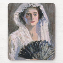 Elegante Frau mit schwarzem Fan (Fujishima Takeji) Mousepad