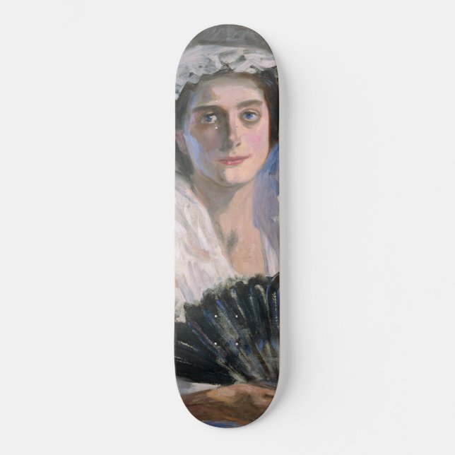 Elegante Frau mit schwarzem Fan (Fujishima Takeji) Skateboard (Vorderseite)