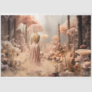Elegante Frau und Sonnenschirm, Rosa Wild Florals Seidenpapier