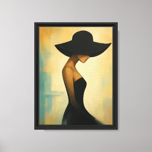 Elegante Frauen in Black Hat Leinwand Art Print
