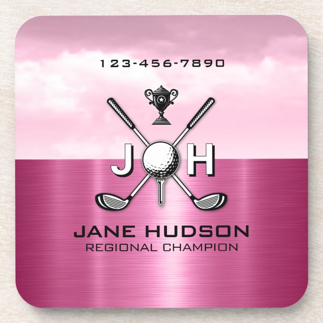 Elegante Frauen individuell Golf Monogramm-Design Getränkeuntersetzer (Vorderseite)