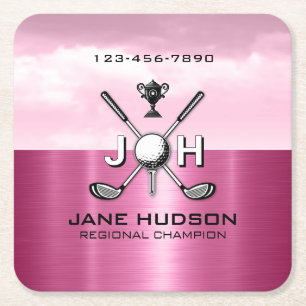 Elegante Frauen individuell Golf Monogramm Design Rechteckiger Pappuntersetzer