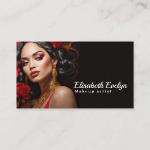 Elegante Frauen mitten in Rot und Gold floraler Sp Visitenkarte