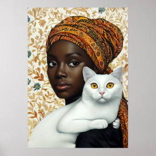 Elegante Frauen und Katze Poster
