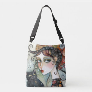 Elegante Frauen- und Katzen-Crossbody-Beutel Tragetaschen Mit Langen Trägern