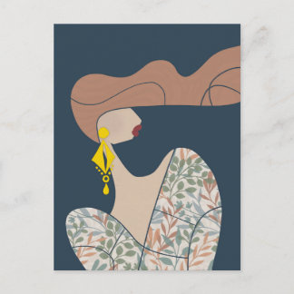 Elegante Frauenmode-Illustration Moderne Kunst Postkarte