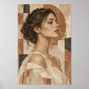 Elegante Frauenporträt-Abstrakt-Figurativ Poster