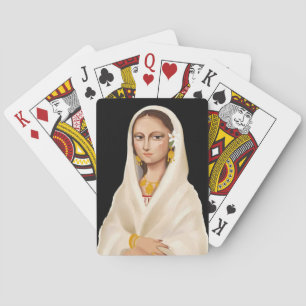 Elegante Frauenporträt Kulturkunstillustration Spielkarten