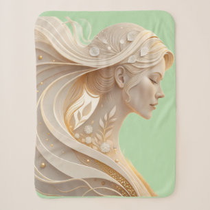 Elegante Frauenprofil-Kunst in Gold Sherpadecke