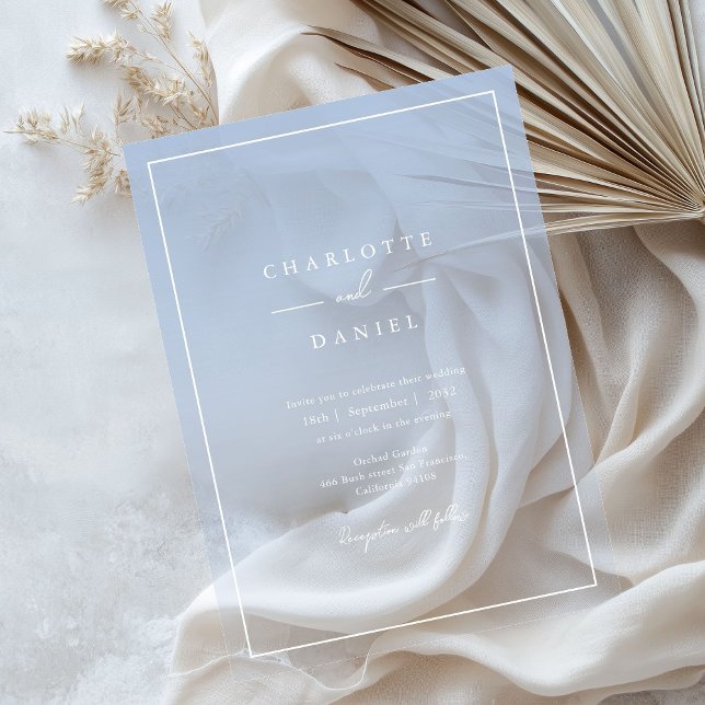 Elegante French Blue Gradient Acrylic Wedding Acryleinladungen (Elegant Honey Yellow Gradient Acrylic Wedding Acrylic Invitations)